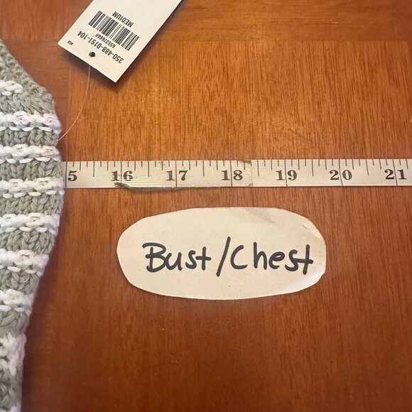 Hollister Crochet Knit Striped Tank Top M Green & White Cotton Blend NWT - Picture 4 of 6